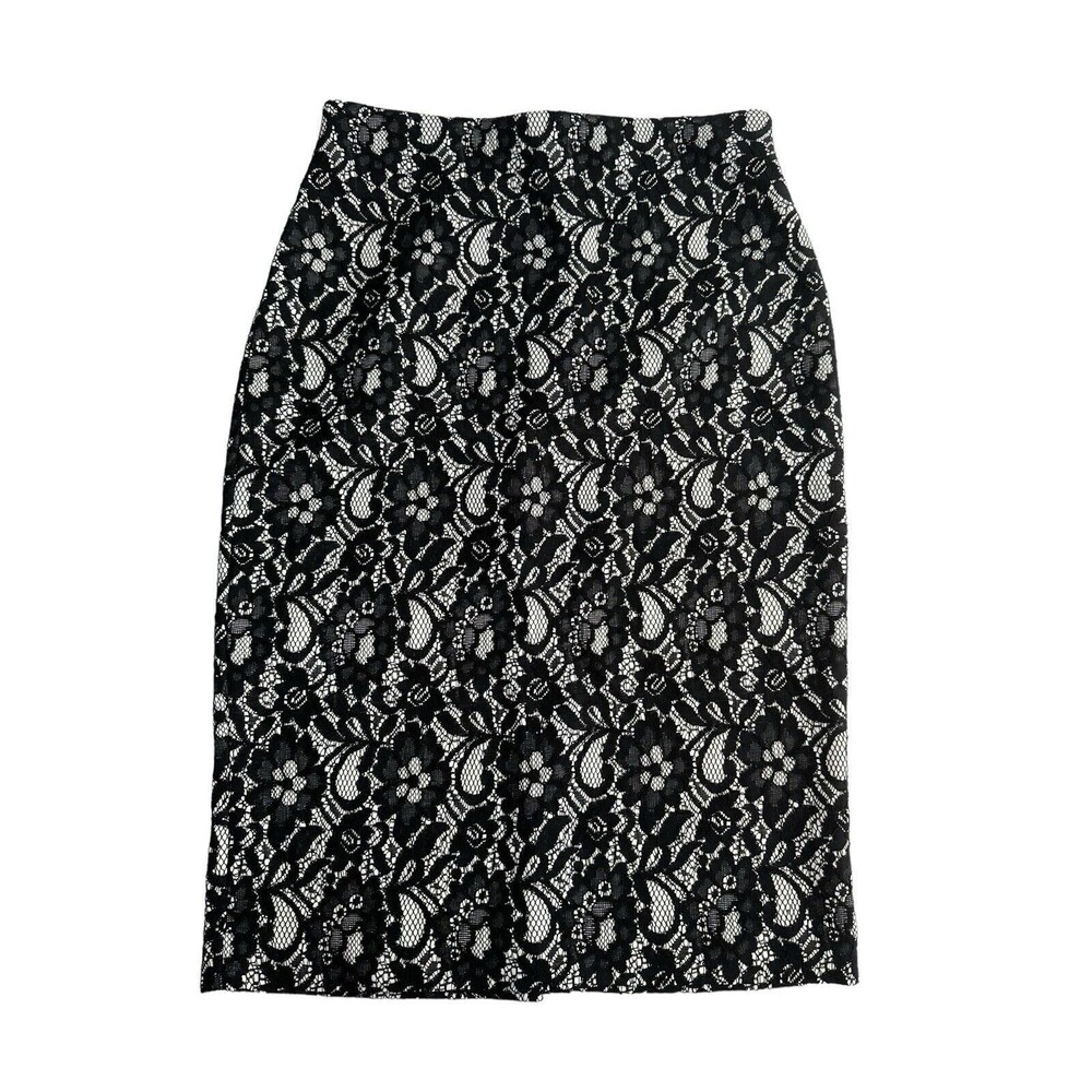 Worthington Skirt Size 6 Black Lace Pencil Knee Length Work Career